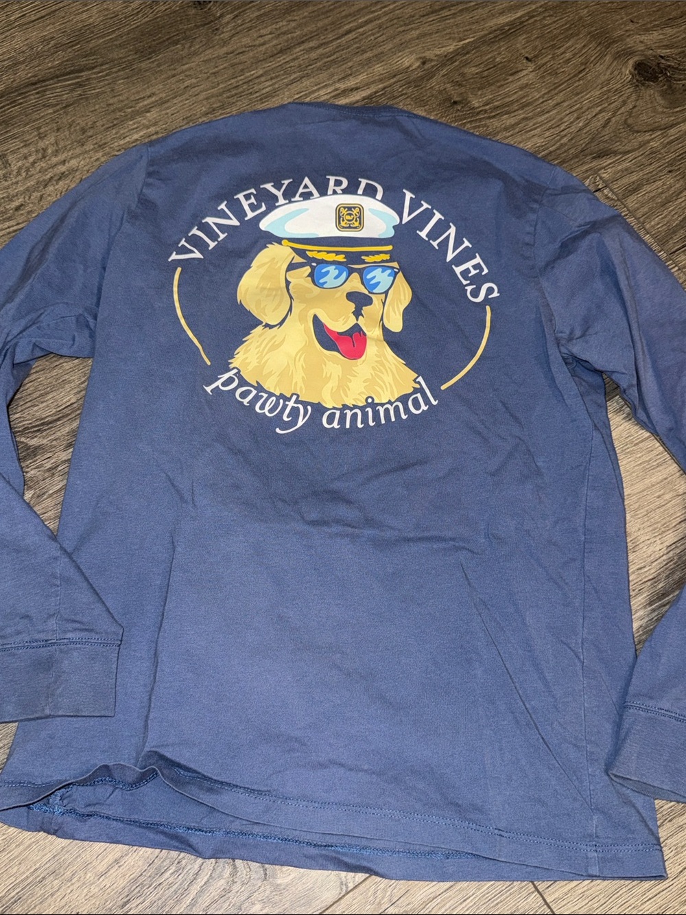 Vineyard Vines Blue Long Sleeve 'Pawty Animal' Dog Graphic Tee